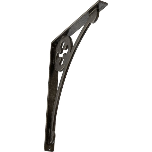 Ekena Millwork Crawley Wrought Iron Bracket, (Single center brace), Antiqued Warm Silver 1 1/2"W x 12"D x 15"H BKTM01X12X15SCRAWS - main